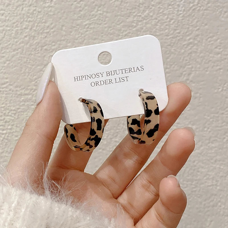 Leopard Geometric Hoop Earrings