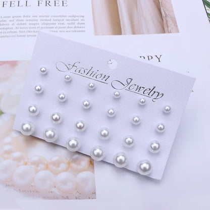 Women Earrings 12 Pair/Pearl Set