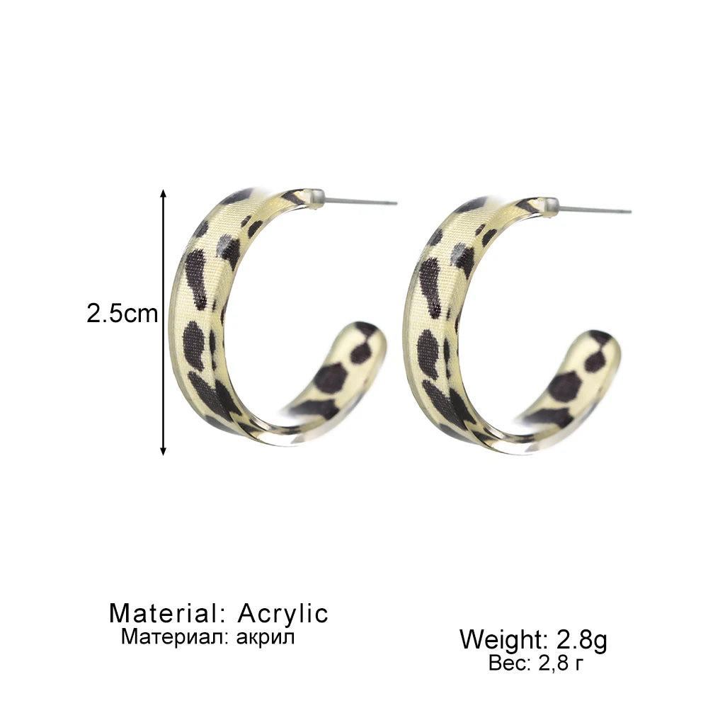 Leopard Geometric Hoop Earrings