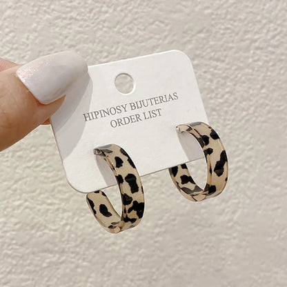 Leopard Geometric Hoop Earrings