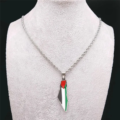 Palestinian Flags Map Pendant