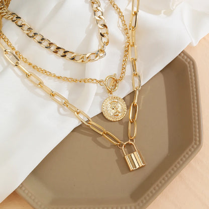 Multilayer Gold Color Pendant Necklace