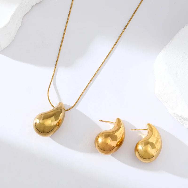 Stainless Steel Gold Drops Set