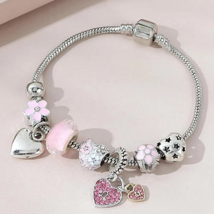 Love Heart Flower Bracelet