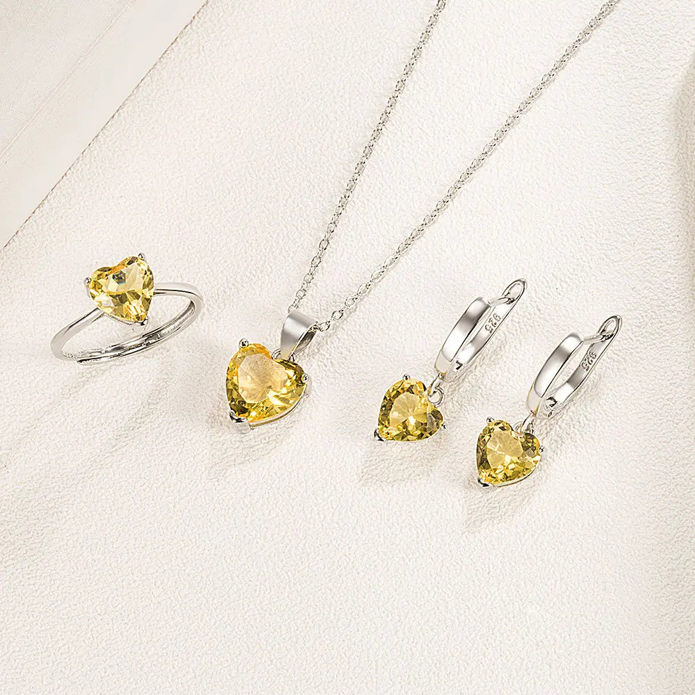 Silver Heart Zircon Set