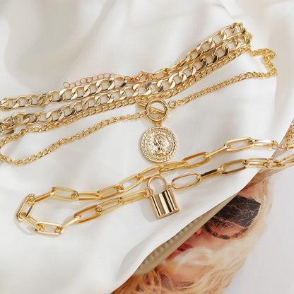 Multilayer Gold Color Pendant Necklace