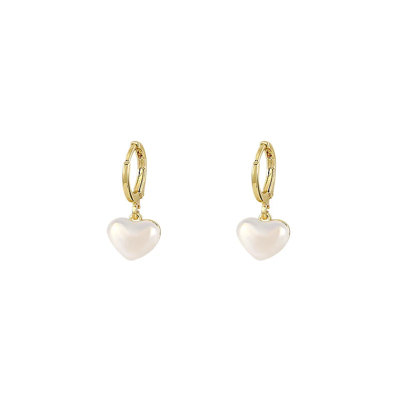 Pearl Heart Pendant Earrings