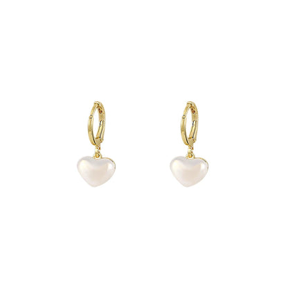 Pearl Heart Pendant Earrings