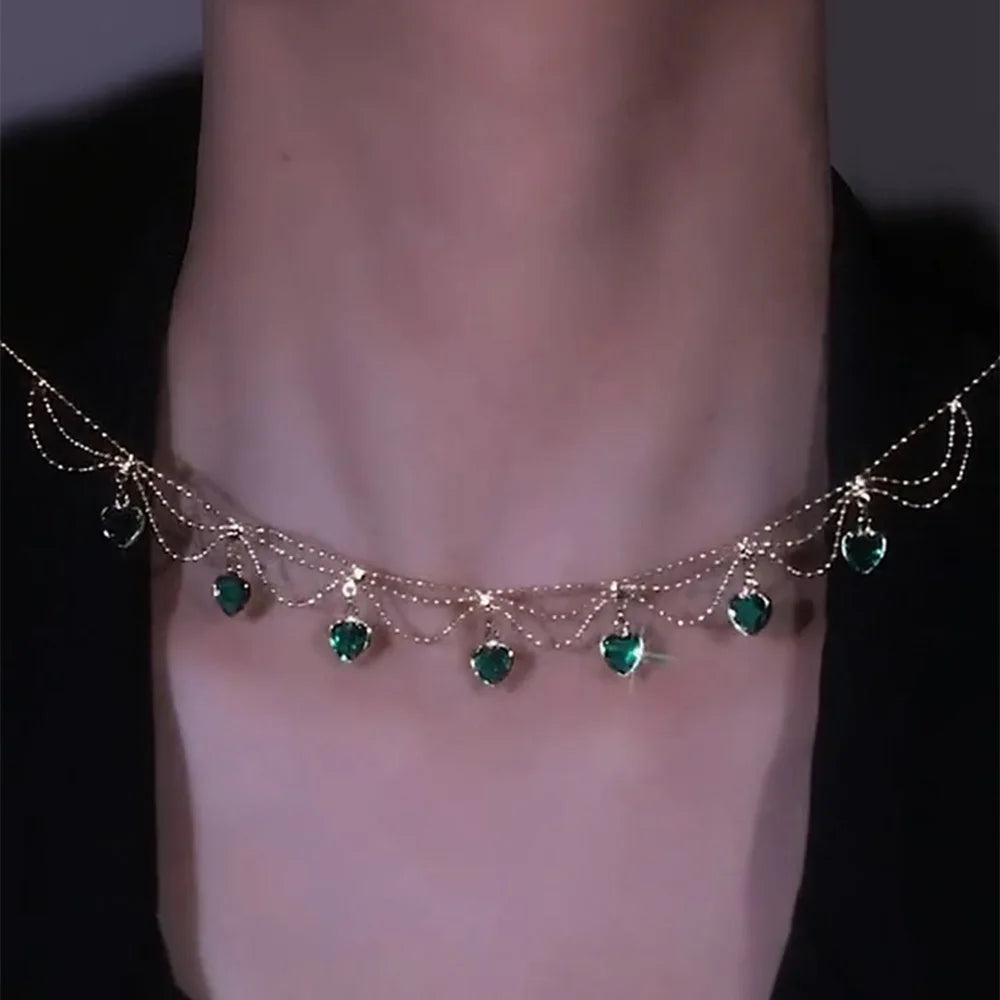 Vintage Emerald Heart Necklace