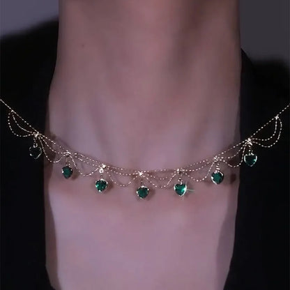 Vintage Emerald Heart Necklace