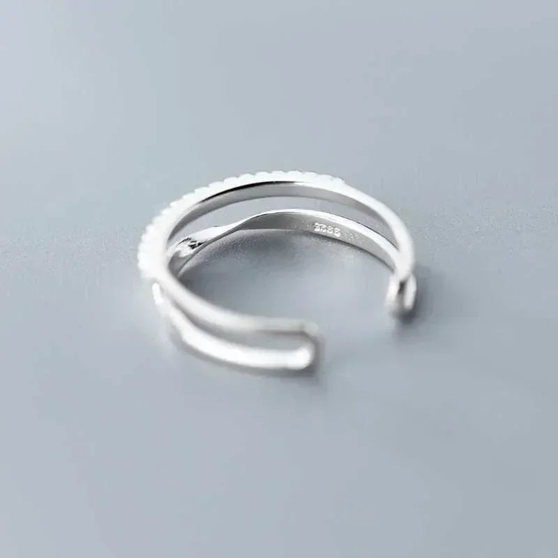 Silver Double LInes Rings