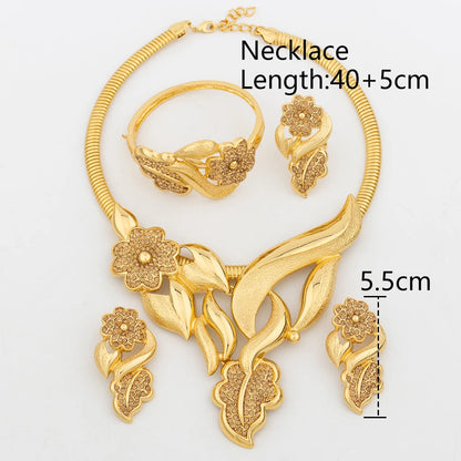 Flower Design 18k Gold Jewelry Set