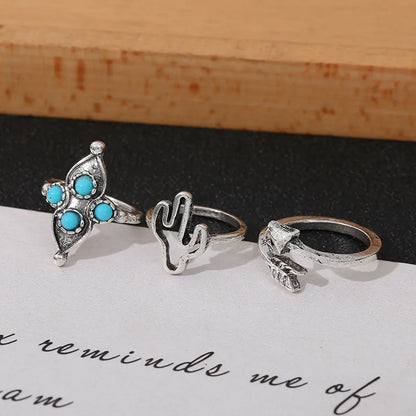 9 pcs/set Turquoise Open Rings