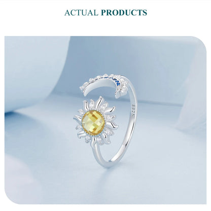 Sun and Moon Adjustable Ring