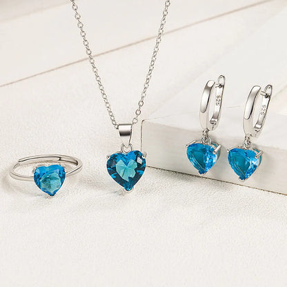 Silver Heart Zircon Set