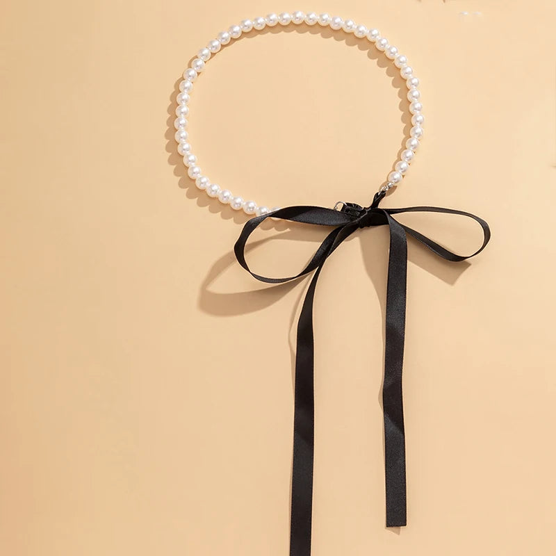 Long Black Ribbon Choker