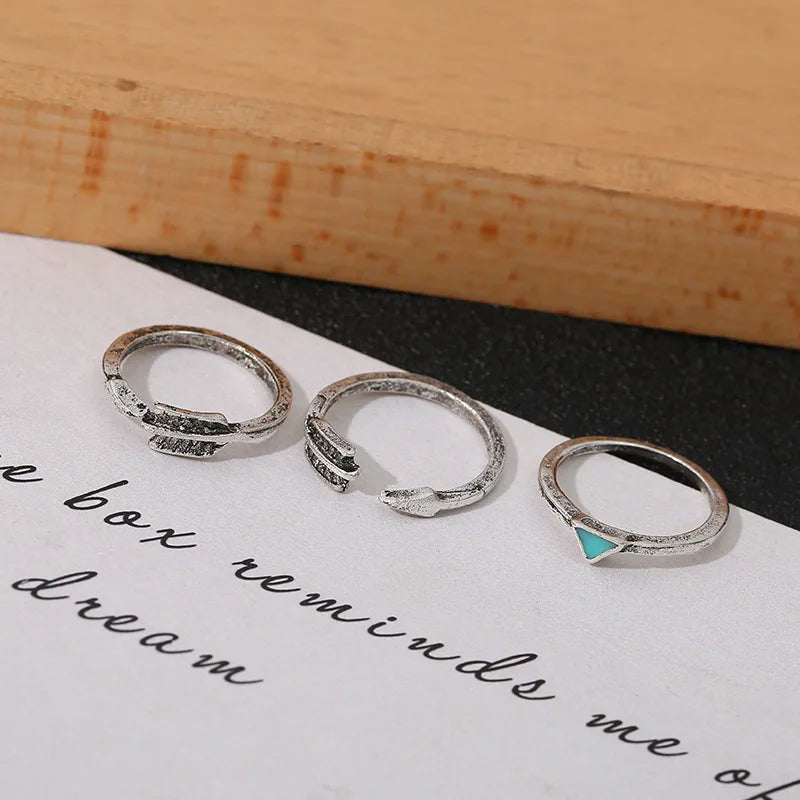 9 pcs/set Turquoise Open Rings