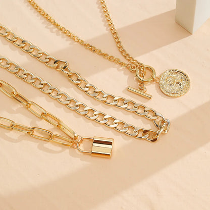 Multilayer Gold Color Pendant Necklace