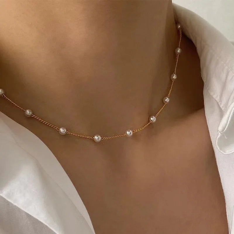 Neck Chain Pearl Choker