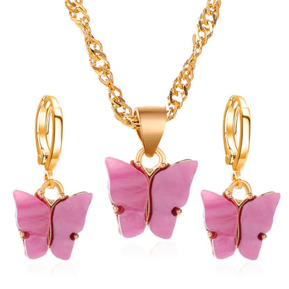 2 Piece Butterfly Necklace Earrings Set