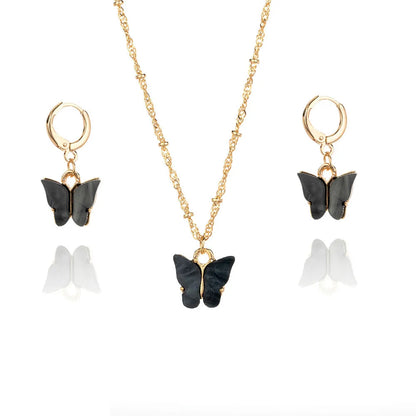 2 Piece Butterfly Necklace Earrings Set