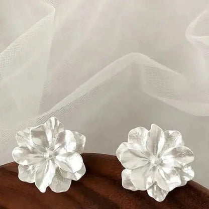 White Flower Dangle Earrings